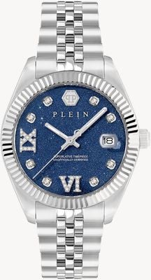 Philipp Plein DATE SUPERLATIVE Quartz (34mm) Blue Sandstone Dial / Stainless Steel Bracelet PWYFA1426