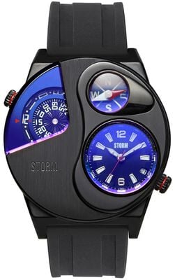 STORM Men's Navitrek (45mm) Blue Lazer Black Dial / Black Rubber Strap 47538/SL/B
