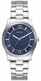 Guess Mens Quentin Blue Sunray Dial Silver-Tone Stainless Steel Bracelet GW1127G1