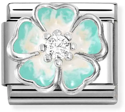 Nomination Classic - Green Enamel Flower Charm with Cubic Zirconia 330321/18