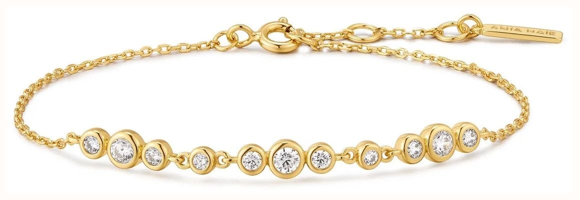 Ania Haie Gold Graduated Bezel-Set Trios Bracelet B075-06G
