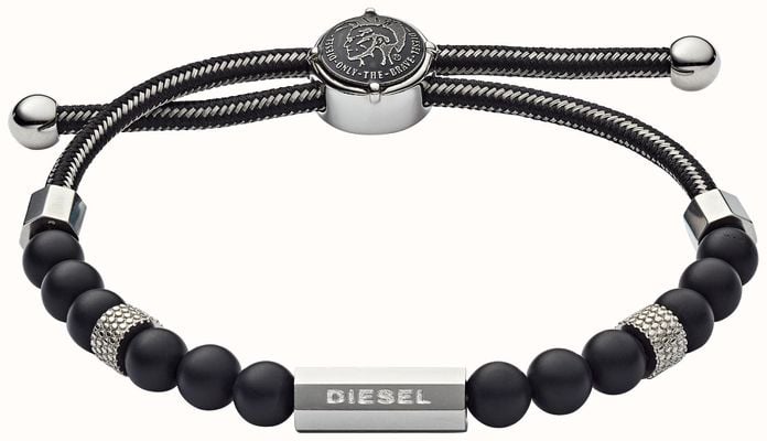 Diesel Stainless Steel Black Beaded Bracelet DX1151040