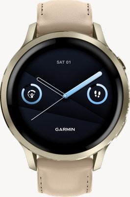 Garmin Venu 4 - AMOLED Health and Fitness Smartwatch (41mm) Lunar Gold with Bone Silicone & Sand Leather 010-03013-03