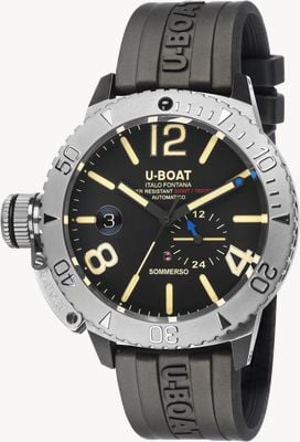 U-Boat Sommerso Automatic (46mm) Black Dial / Black Vulcanised Rubber Strap 9007/A