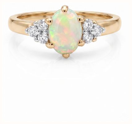 James Moore & Co 9ct Yellow Gold Opal And Diamond Ring J37600