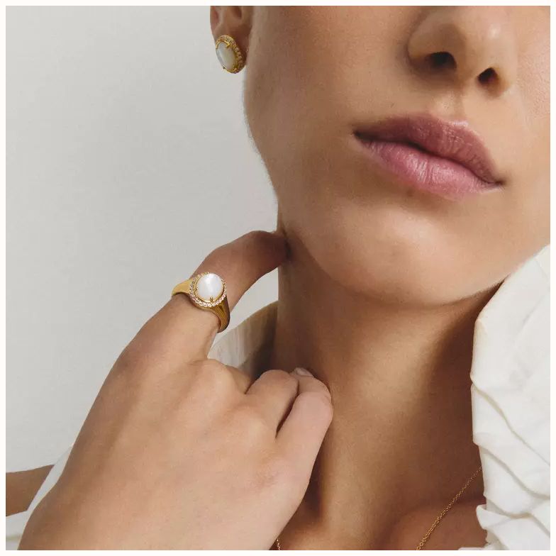Thomas Sabo Thomas Sabo Halo ring with mother-of-pearl and white zirconia TR2542-M01-14-52 - alternate view 3