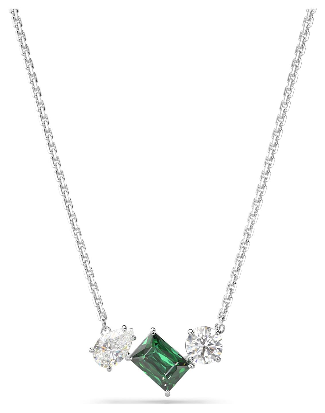 Swarovski 5668278 Mesmera Necklace Rhodium Plated Green and Jewellery