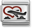 Nomination Classic Heart Oxidised Sterling Silver & Steel Enamel Charm 330208/02