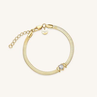 Rosefield Jewellery Snake White Heart Gold Bracelet JBSWG-J1010