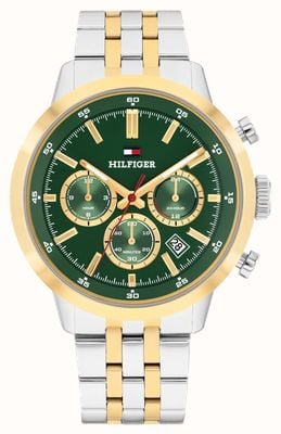 Tommy Hilfiger KENT Chronograph (43mm) Green Dial / Two-Tone Stainless Steel Bracelet 1710754