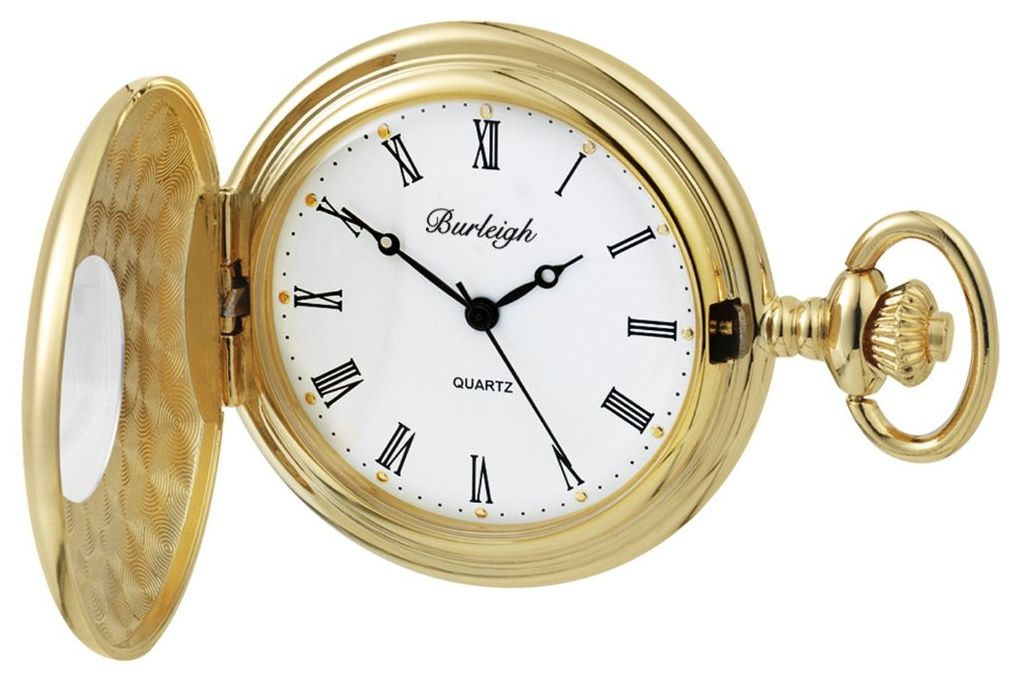 Burleigh 1232 Half-Hunter Quartz Pocket Watch - White Dial