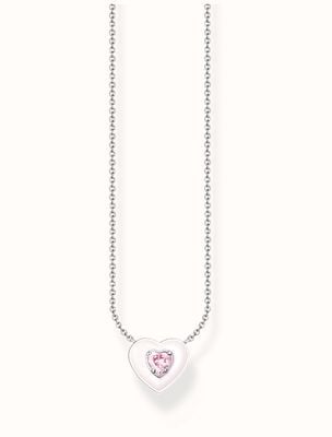 Thomas Sabo Ladies Sterling Silver Heart Shaped Pink Stone Necklace KE2184-041-9-L45V