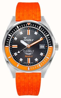 Squale Matic S Automatic (39mm) Sunray Black Dial / Orange Mosaic Rubber Strap MATICBKOBK.MROR