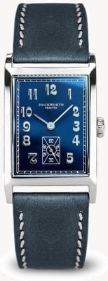Duckworth Prestex Centenary (24mm) Blue Rectangular Dial / Blue Leather Strap D803-03-D