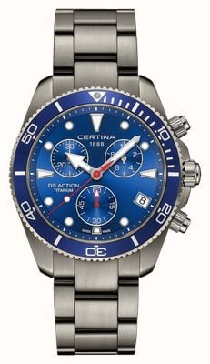 Certina DS Action Chrono Quartz (42mm) Blue Dial / Titanium Bracelet C0484174404100