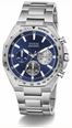 Guess Men's Blake Blue Sunray Dial Silver-Tone Stainless Steel Bracelet GW1122G1 - alternate view 2