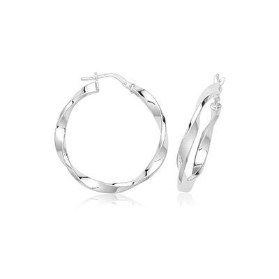 James Moore & Co G51371-25 Silver 25mm Large Twisted Hoop Jewellery