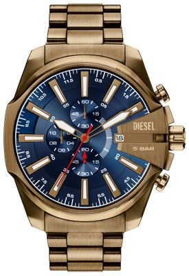 Diesel Mega Chief Slim Gold Plated Bracelet Blue Dial DZ4736