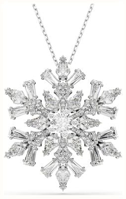 Swarovski Idyllia Pendant Necklace Brooch Snowflake White Crystals Rhodium Plated 5693226