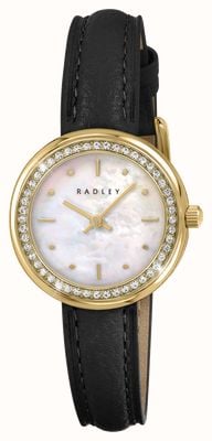 Radley Crystal-Set Three-Hand Quartz (28mm) Mother-of-Pearl Dial / Black Leather Strap RY21972