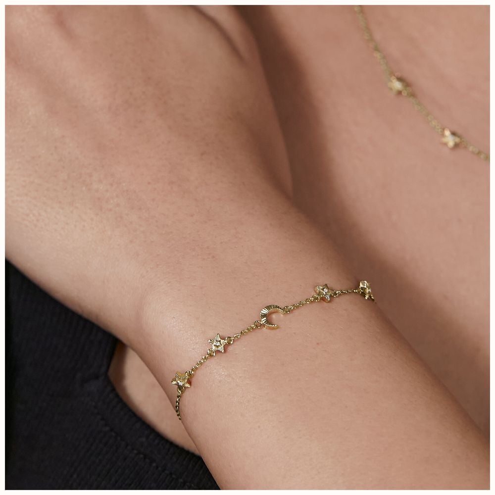 Olivia Burton Celestial Mini North Star And Moon Gold Plated Bracelet 24100624 - alternate view 3