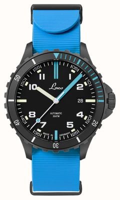 Laco Atlantik Automatic (39mm) Black Dial / Blue Rubber Strap 862133.03