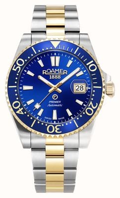 Roamer Premier Automatic (42mm) Blue Sunray Dial / Two-Tone Stainless Steel Bracelet 986983 47 45 20