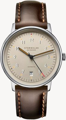 STERNGLAS Lumatic Brown Leather Strap Cream Dial Automatic Watch S01-LM26-BR03