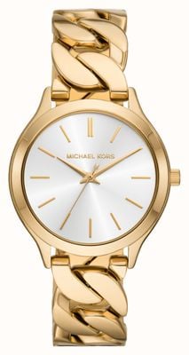 Michael Kors Women's Runway (38mm) Silver Dial / Gold-Tone Chain-Style Stainless Steel Bracelet MK7472