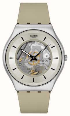 Swatch QUARTZICLE (42mm) Beige Open Heart Dial / Beige Silicone Strap SS07S145