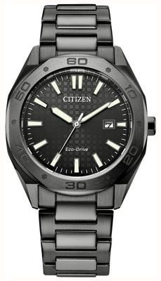 Citizen Eco-Drive Sport (41mm) Textured Black Dial / Gun-Metal Grey PVD Stainless Steel Bracelet BM7637-81H
