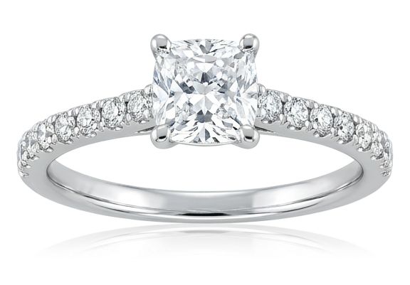 GEMEX J68153 Platinum Radiant Cut 0.52ct Diamond Ring D Vs1 Jewellery