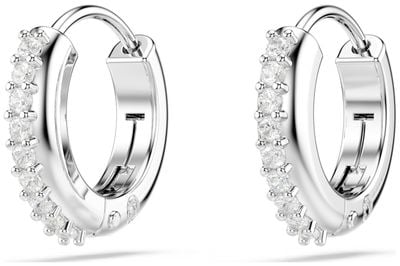 Swarovski Matrix Hoop Earrings White Crystals Rhodium Plated 5690670