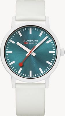 Mondaine Essence Quartz Limited Edition - 1 of 300 (41mm) Transformative Teal Dial / White Silicone Strap MS1.41140.RA