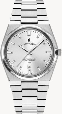 Jacques Du Manoir Horizon Three-Hand Date Quartz (41mm) Silver Dial / Stainless Steel Bracelet JWG03501
