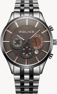 Police CAGE Quartz Multifunction (44mm) Brown Chronograph Dial / Stainless Steel Bracelet PEWJI2194341