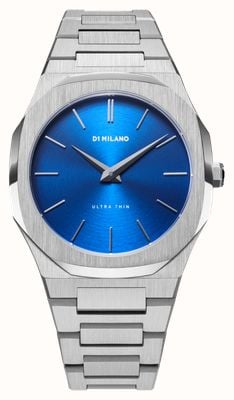 D1 Milano Ultra Thin Geo (40mm) Blue Brushed Dial / Stainless Steel Bracelet UTBJ09