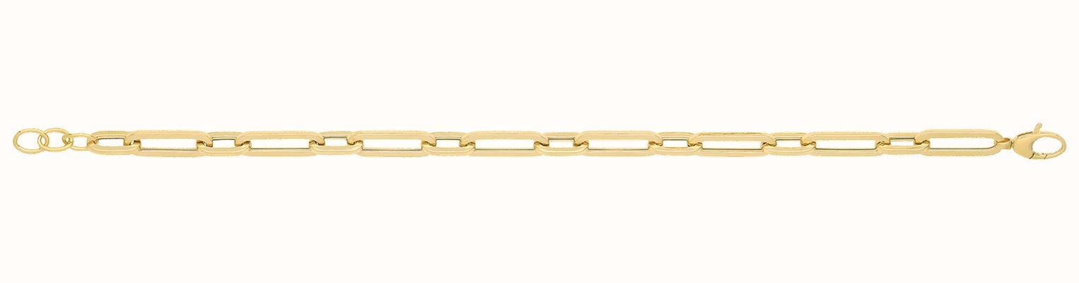 James Moore TH 9ct Yellow Gold Hollow Paperclip Bracelet BR694