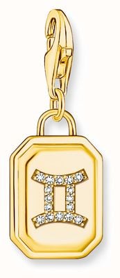 Thomas Sabo Gold-Plated Charm Pendant Zodiac Sign Gemini With Zirconia 2157-414-39