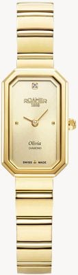 Roamer Olivia Diamond Quartz (18 x 29mm) Gold Dial / Gold PVD Stainless Steel Bracelet 627845 48 39 20