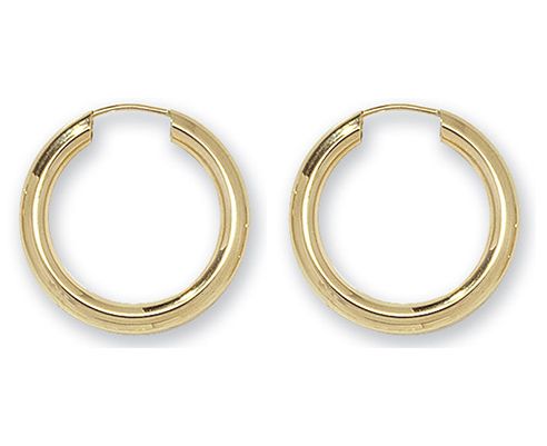 James Moore ES131 9ct Yellow Gold 16mm Hoop Sleeper Earrings Jewellery