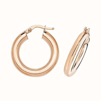 James Moore TH 9k Rose Gold Hoop Earrings 15 mm ER1004R-15