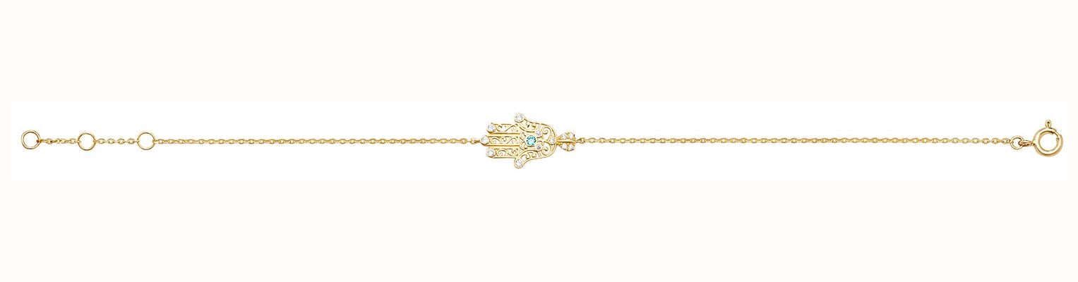 James Moore TH Women's 9CT Yellow Gold 7+¼ Inches Hamsa Bracelet BR084