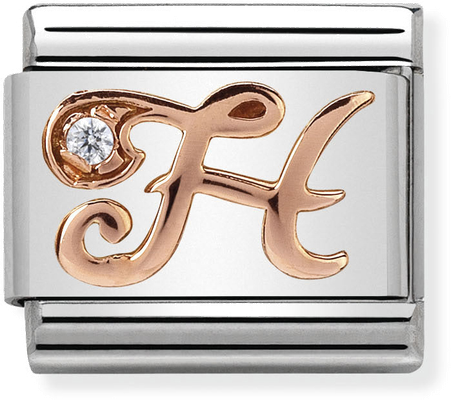Nomination Classic Letter H 9ct Rose Gold & Steel Charm 430310/08