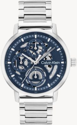 Calvin Klein GAUGE Multifunction Quartz (41mm) Blue Skeleton Dial / Stainless Steel Bracelet 25200562