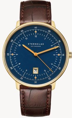 STERNGLAS Hamburg Quartz (42mm) Blue Dial / Heritage Dark Brown Leather Strap S01-HH07-HE01
