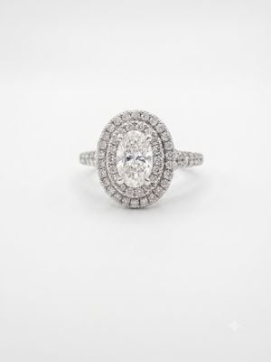 Platinum Double Halo Ring F Si2 J43790