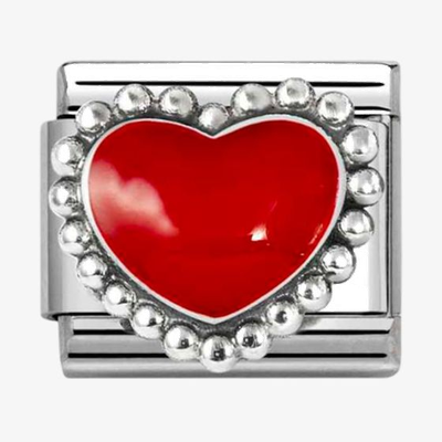 Nomination Classic Beaded Red Heart Sterling Silver Charm 330204/39