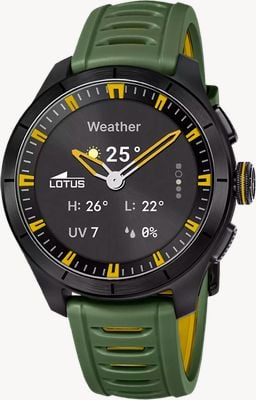 Lotus Connected Full D Hybrid Smartwatch (45mm) Digital Display / Khaki Green Rubber Strap 20001/7