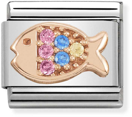 Nomination Classic Fish 9ct Rose Gold & Steel Charm 430302/26